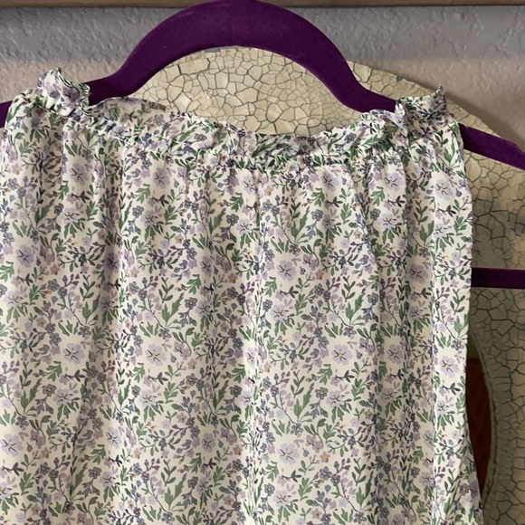 Max Studio Blouse Sleeveless Lined Floral Ruffle Tie Neck Brand New! - Picture 3 of 8